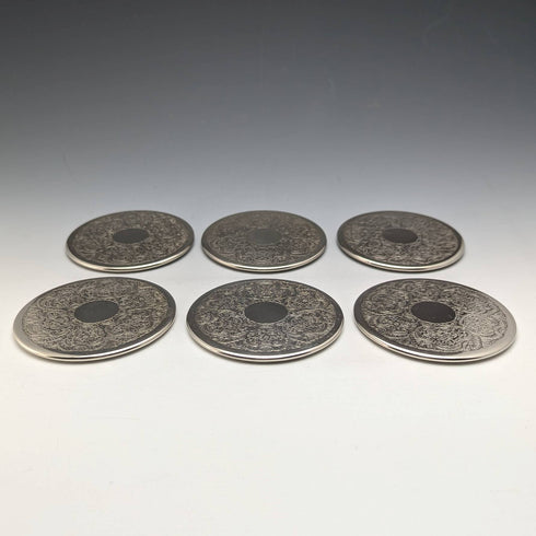 Set of 6 vintage silver-plated coasters